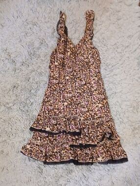 DKNY Floral Tiered Sundress in Brown and Pink